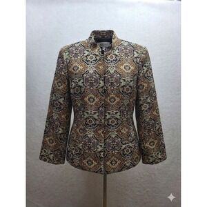 Kasper Vintage Women's Career Geometric Tapestry Blazer Jacket. Size 12